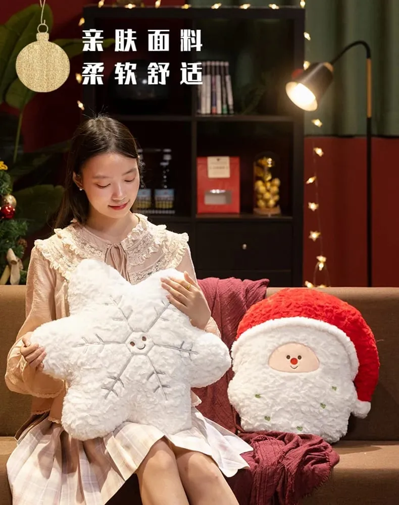 Christmas Plush Pillow Cute Santa Snowflake Gingerbread House Wreath Stuffed Cushion Soft Fluffy Home Decor Xmas Gift