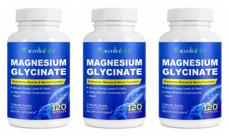 Acentiallabs Magnesiumglycinaat 120 capsules - Puur biologisch Vegetarisch Ondersteunt de gezondheid van de botten Slaap- en spierzenuwondersteuning