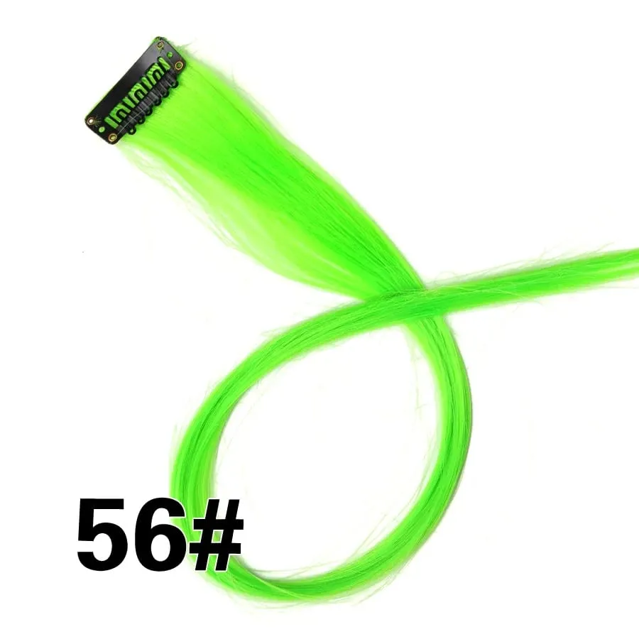 Extensiones de cabello de color liso con Clip para resaltar el cabello de arcoíris, rosa, azul, morado, sintético, con Clips para mujeres y niñas — image 62