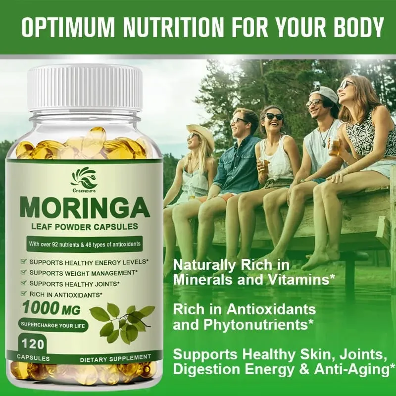 Ang Greensure Moringa Oil ay Nagsusulong ng Metabolismo Suporta sa Pagbawas ng Timbang Pag-aayos ng mga Napinsalang Cells Pinapaginhawa ang Pamamaga ng Cardiovascular Health
