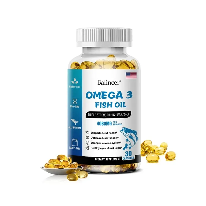 Balincer Wild Caught Omega 3 Fish Oil Softgels- Triple Strength High EPA 1200mg DHA 900mg Non-GMO Gluten Free Dietary Supplement — image 9