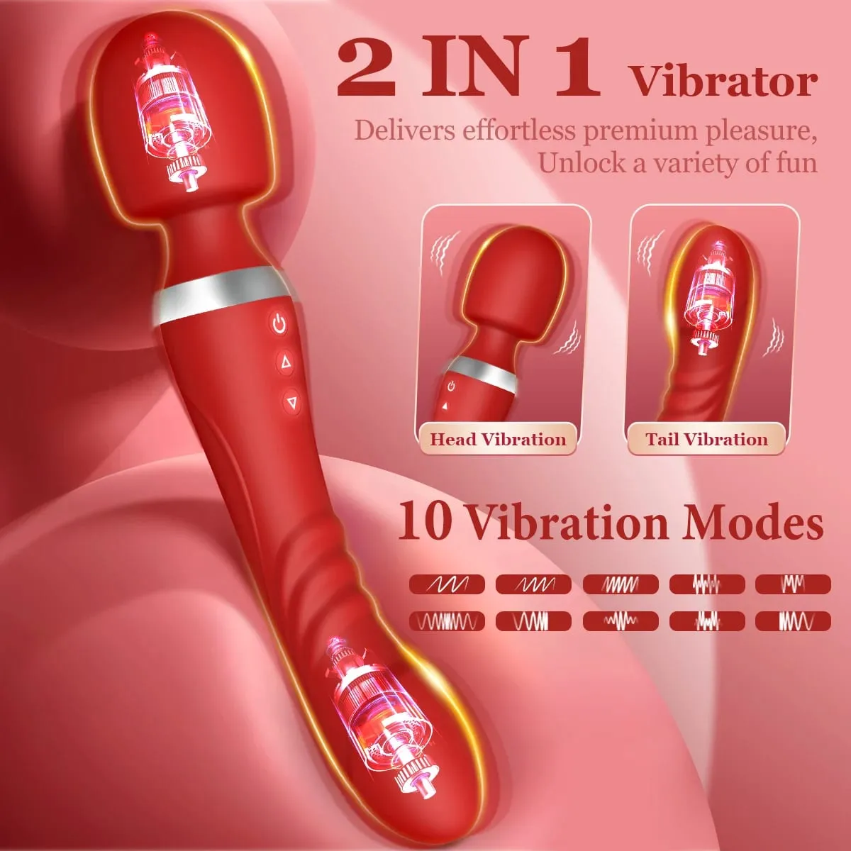 2 IN 1 Powerful AV Vibrator Dildos Wand for Women 10 Modes Clitoris Stimulator G Spot Vagina Massager Adult Sex Toys for Woman
