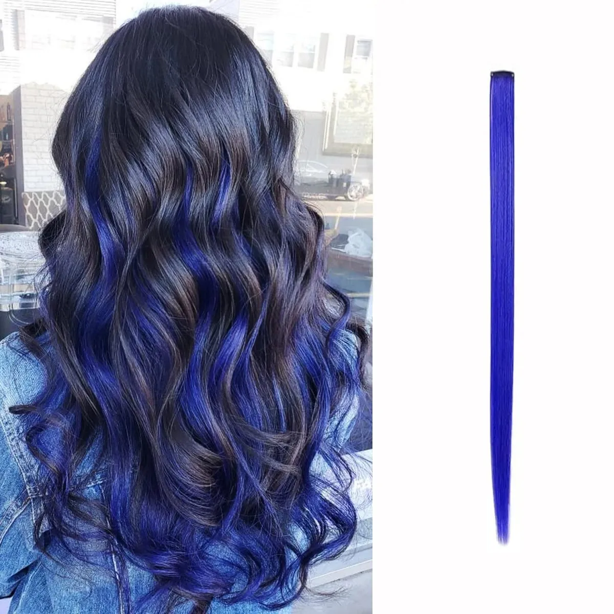 Synthetic 1-6pc Colored Hair Extensions Clip in Colorful Hair Extensions Rainbow Hair Extensions for Women Girls Hair Extensions