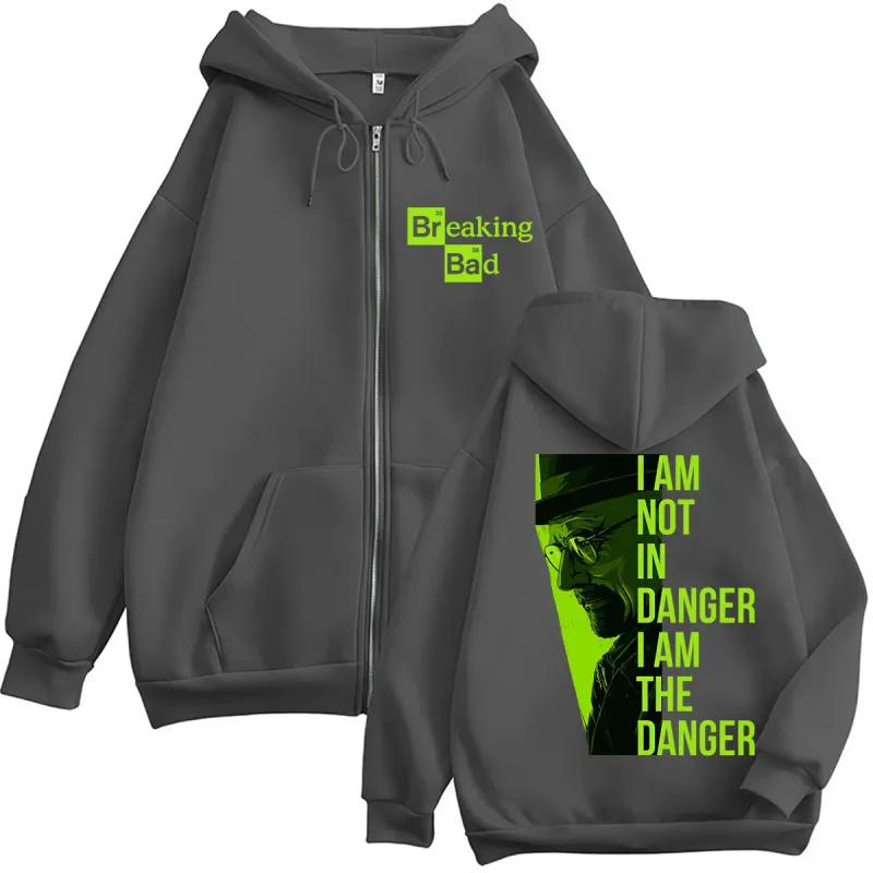 TV 시리즈 Breaking Bad Heisenberg 지퍼 업 후드 나는 위험하지 않습니다 나는 위험합니다 남성 여성 Tracksuit 느슨한 가을 캐주얼 코트