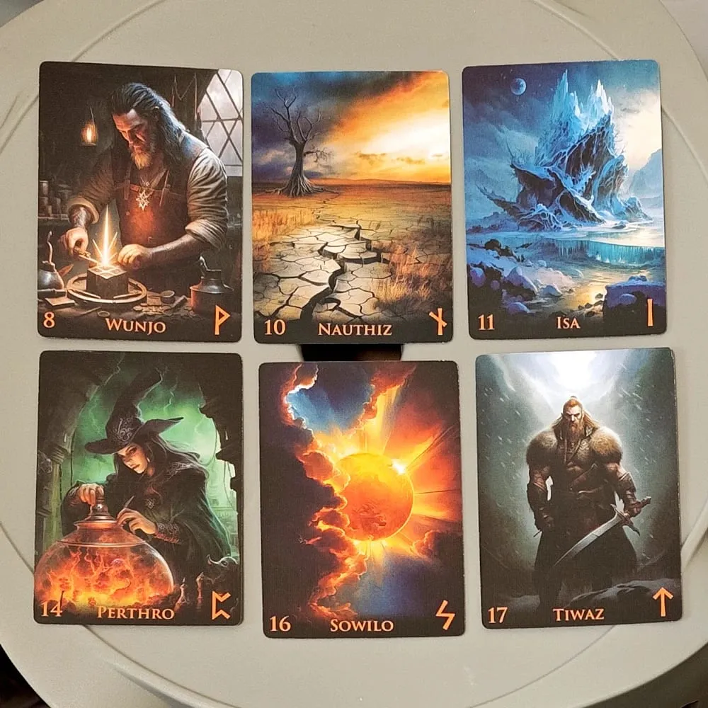 Weird World Runes Deck - 9*6cm 25 Elder Futhark Oracle Cards for Divination Printed on 350GSM Double-embossed Cardstock