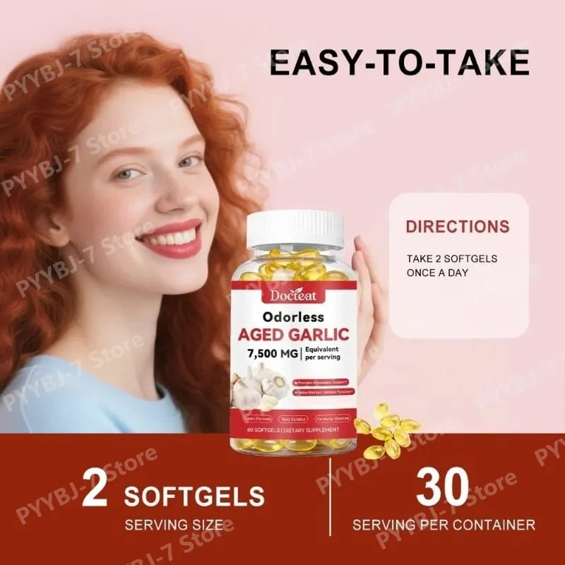 Estratto di aglio invecchiato inodore 7500 mg 60 capsule molli Ajo Envejecido Supplement Antiossidante e supporto immunitario Capsule molli di aglio quotidiano