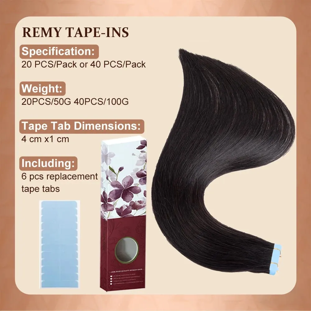 Straight Tape In Human Hair Extensions 16-26 inches 100% Natural Real Invisible Adhesive Tape ins For Women