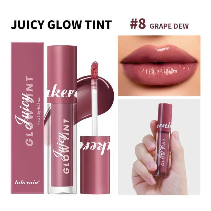 Juicy Glow Lip Tint Mirror Shine Lip Gloss Deep Hydrating Long-Lasting Dewy Moisturizing Non-Sticky High Shine Tinted Lip Makeup