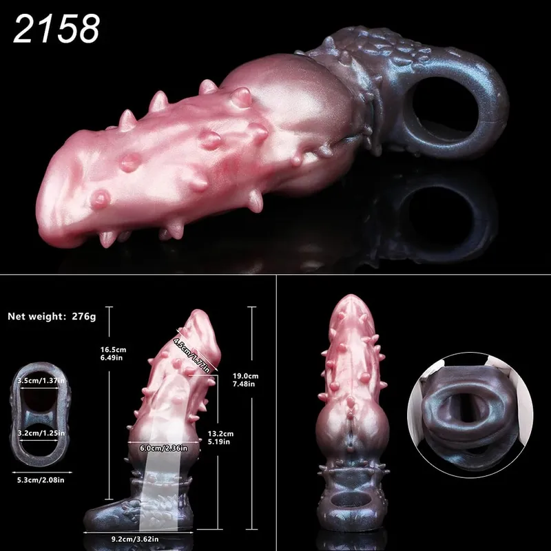 Soft Dog Knot Penis Sheath Fantasy Horse Dildo Sleeve Delay Ejaculation Ring Male Dick Girth Enlarger&Extender Sex Toy