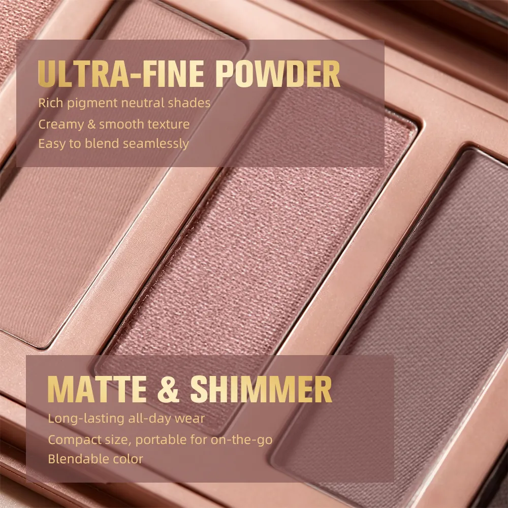 Soft Pink Eyeshadow Palette 6 Colors Matte Shimmer High Pigment Blendable Long Lasting Multi‑scene Eye Makeup Palette