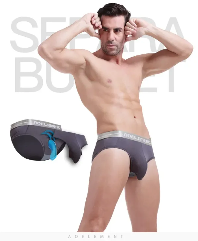 Modal cápsula elevación U convexo ropa interior para hombres bala separada hielo seda cápsula bolsa escritos