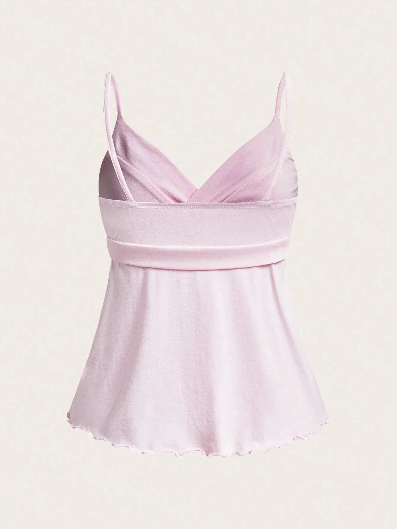 Women's Sexy Backless Side Tie-Strap Decor V-Neck Ruched Hem Cami Top Casual Slim Fit Solid Color A-Line Top Summer 2026