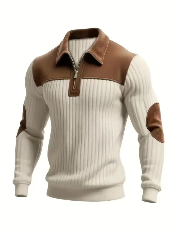 Hoodies men's sweatshirt 2026 new knitted lapel stitching embroidery casual sports autumn zipper sweatshirt man's clothing
