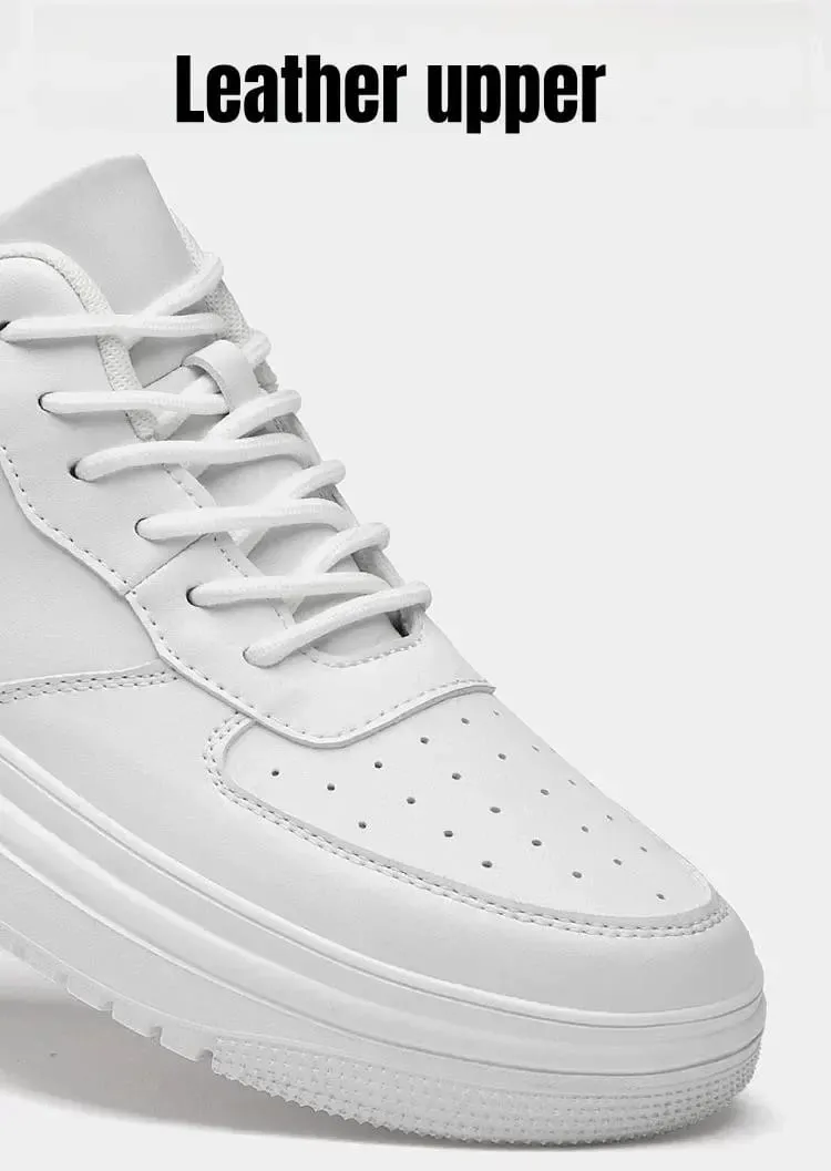 Nové boty zvyšující výšku pro muže 10 cm tenisky s neviditelným výtahem bílé kožené sportovní Zapatillas De Hombre velká velikost 46