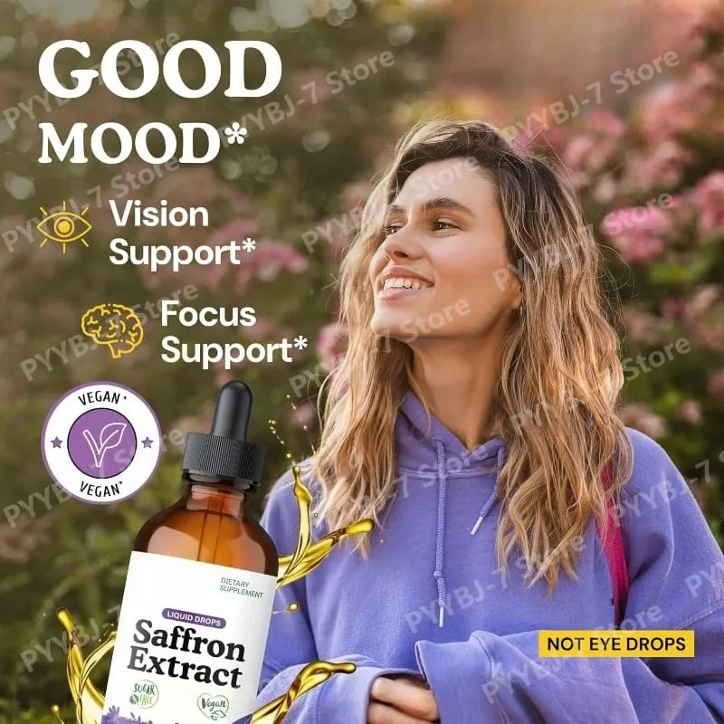 Organic Saffron Liquid Extract Drops Plant Based Herbal Supplement Vegan、sugar & Alcohol Free 60ml Daily Health Supplements — image 3