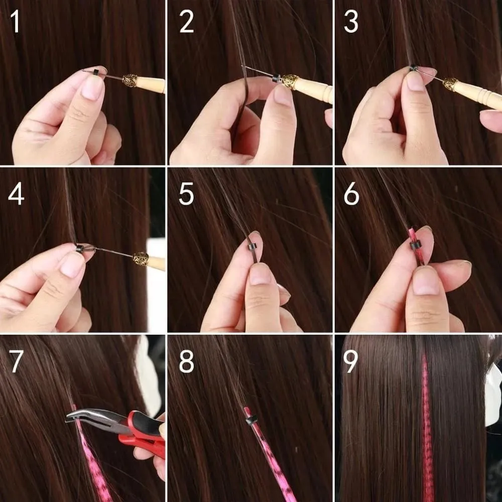 50 Strands/Pack Synthetic Colored I-Tip Stick Hair Extensions Straight Hair 16 Inch For Women High Temperature Fiber Hairpieces — image 6