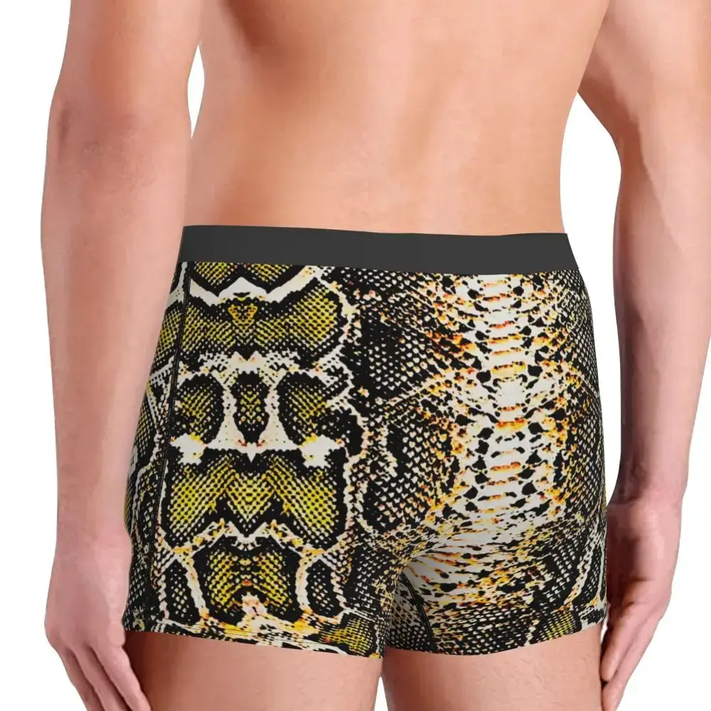 Özel Yılan Derisi Baskı Iç Çamaşırı Erkek Streç Yılan Derisi Hayvan Doku Boxer Külot Şort Külot Yumuşak Külot Homme — image 5