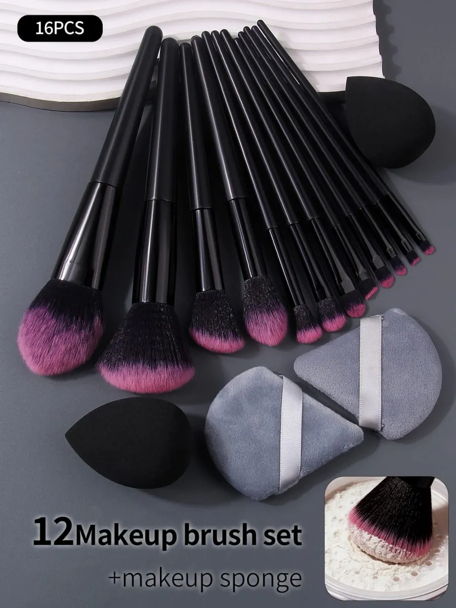 16PCS Professional Makeup Brush Set - Soft Fluffy Cosmetic Brushes for Foundation Powder Eyeshadow & Blending Beauty Tools