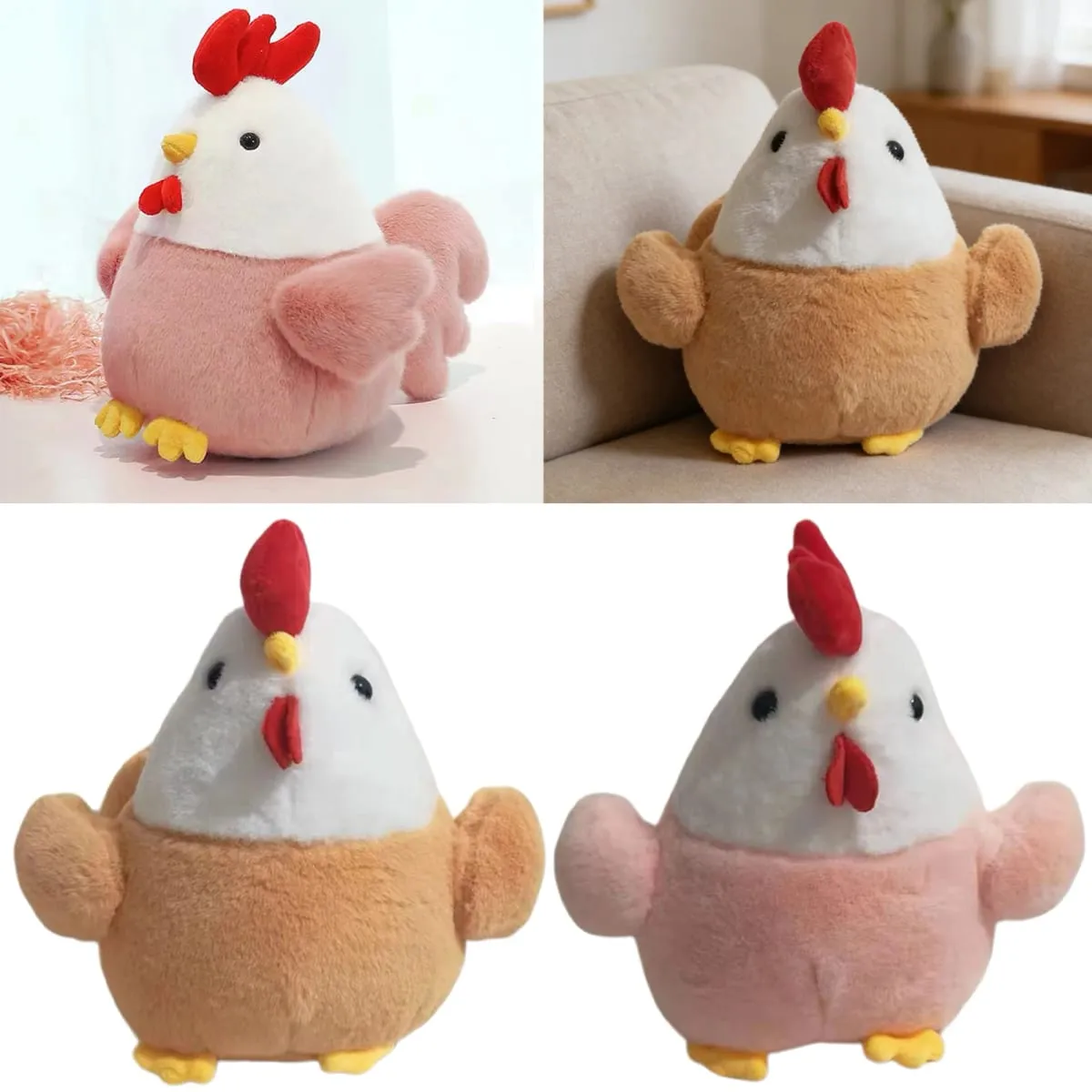 Chicken Plush Toy Soft Fluffy Chicken Stuffed Animal Super Soft Hugging Cuddly Doll Pillow For Room Decor Present For Friends