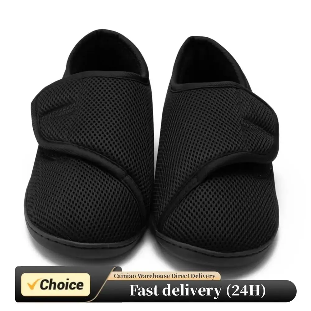 Unisex Diabetic Shoes Wide Walking Shoes Plush Lining Lightweight Edema Sneakers Hook and Loop Sneakers for Plantar Fasciitis