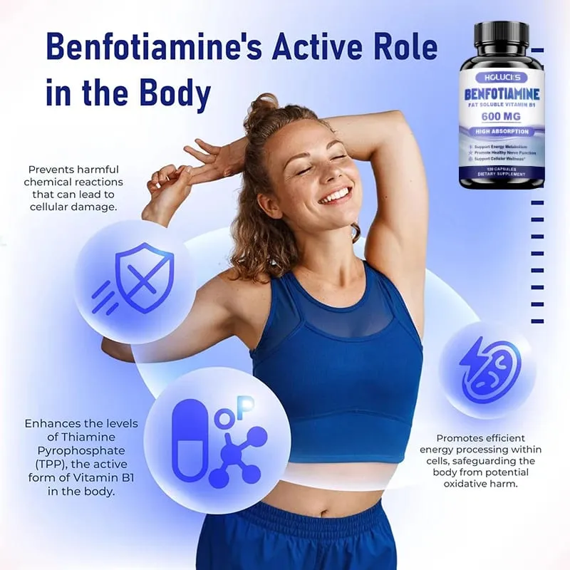 Benfotiamina 600mg | Doskonała wchłanialność witaminy B1 dla metabolizmu energetycznego i zdrowia nerwów | Suplement diety 120 kapsułek — image 3
