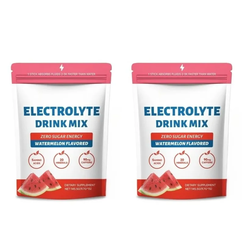 Zero Sugar Watermelon Electrolyte Powder with 90mg Caffeine Amino Acids Minerals Vitamins Provide Energy Replenishment 15 Sticks — image 8