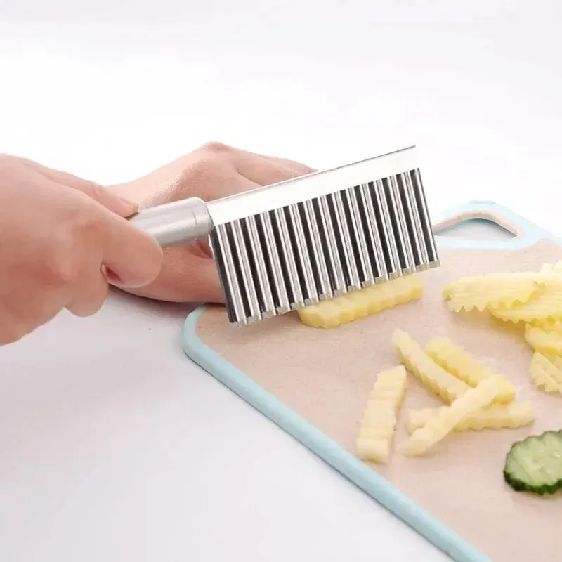 Stainless Steel Wave Potato Slicer Vegetable Cutter Potato French Fries Cutter Gadget Accessories Supplies Kitchen Cooking Tools — image 3