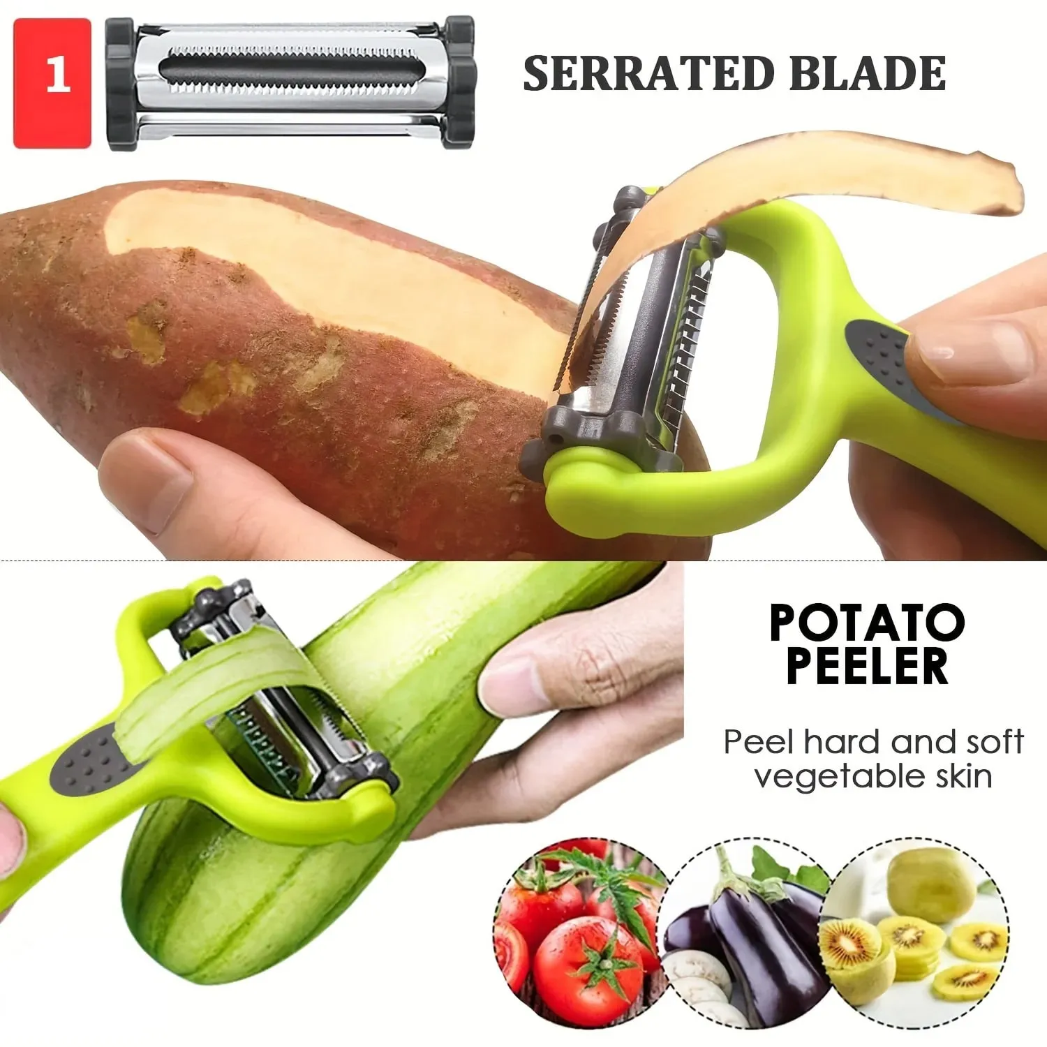 3-in-1 Multifunctional Fruit & Vegetable Peeler Paring Knife Grater & Shredder - The Ultimate Kitchen Tool Kitchen Accessories