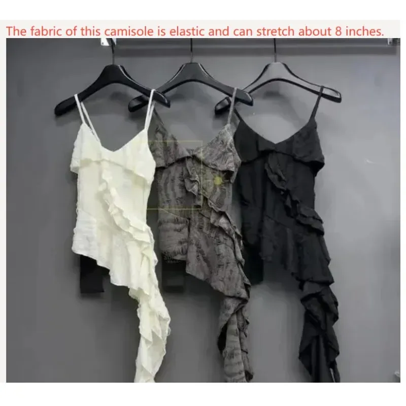 Y2K Hotsweet Women Camisole Gothic Ruffle Tank V-Neck Sleevless Tops Sexy Lady Irregular T-Shirts&Blouses Streetwear All-match — image 6