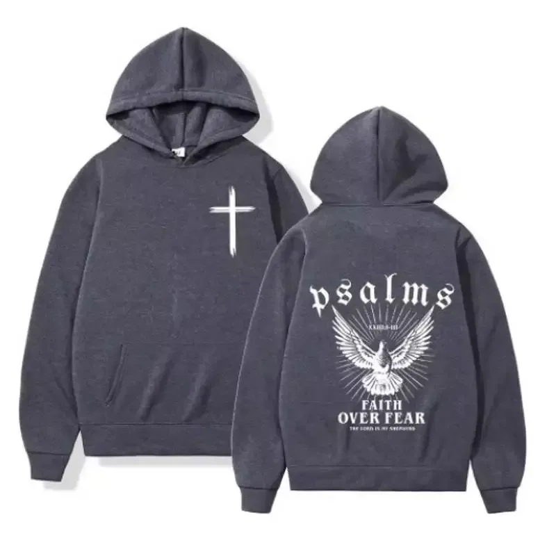 Christian Jesus Faith Over Fear Bible Verse Hoodies Men Fabric Street Fashion Hoodie Casual Street Sweatshirt Cyberpunk Style — image 4