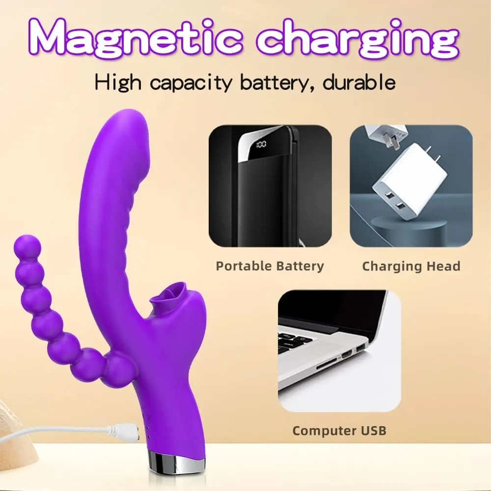 3 in 1 Tapping Flapping Vibrator Anal Sex Clitoris Clit Sucker Stimulator Sex Toys Female Licking Sucking Vibrators Adult Goods
