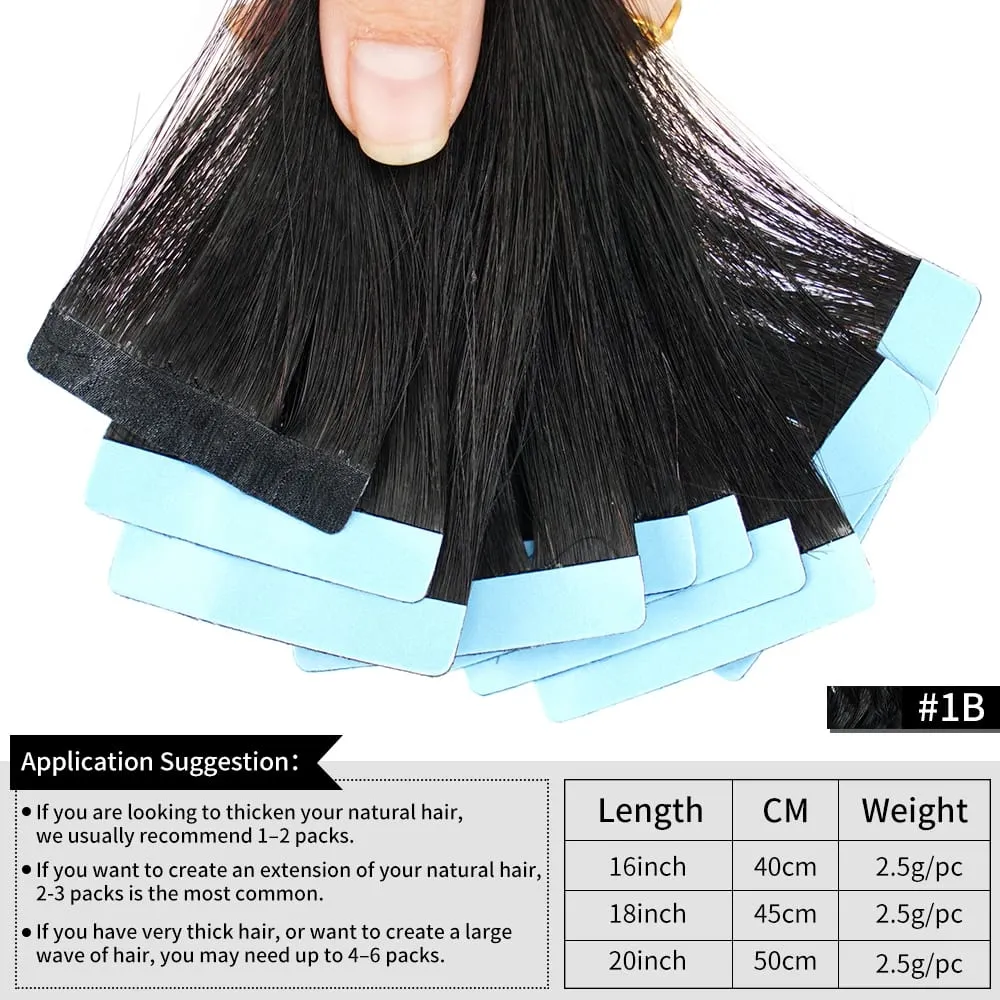 Doreen Tape in Hair extensions 100% Human Hair Material 16 to 24 inch 50g/set Natural Black Hair Extensions Real Human Hair — image 5