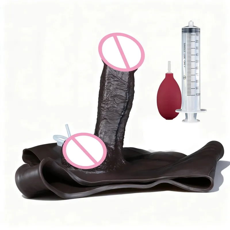 Black Nude Strapon Big Realistic Ejaculation Dildo Silicone Squirting Panties With Simulated Solid Penis Sex Toy For Women