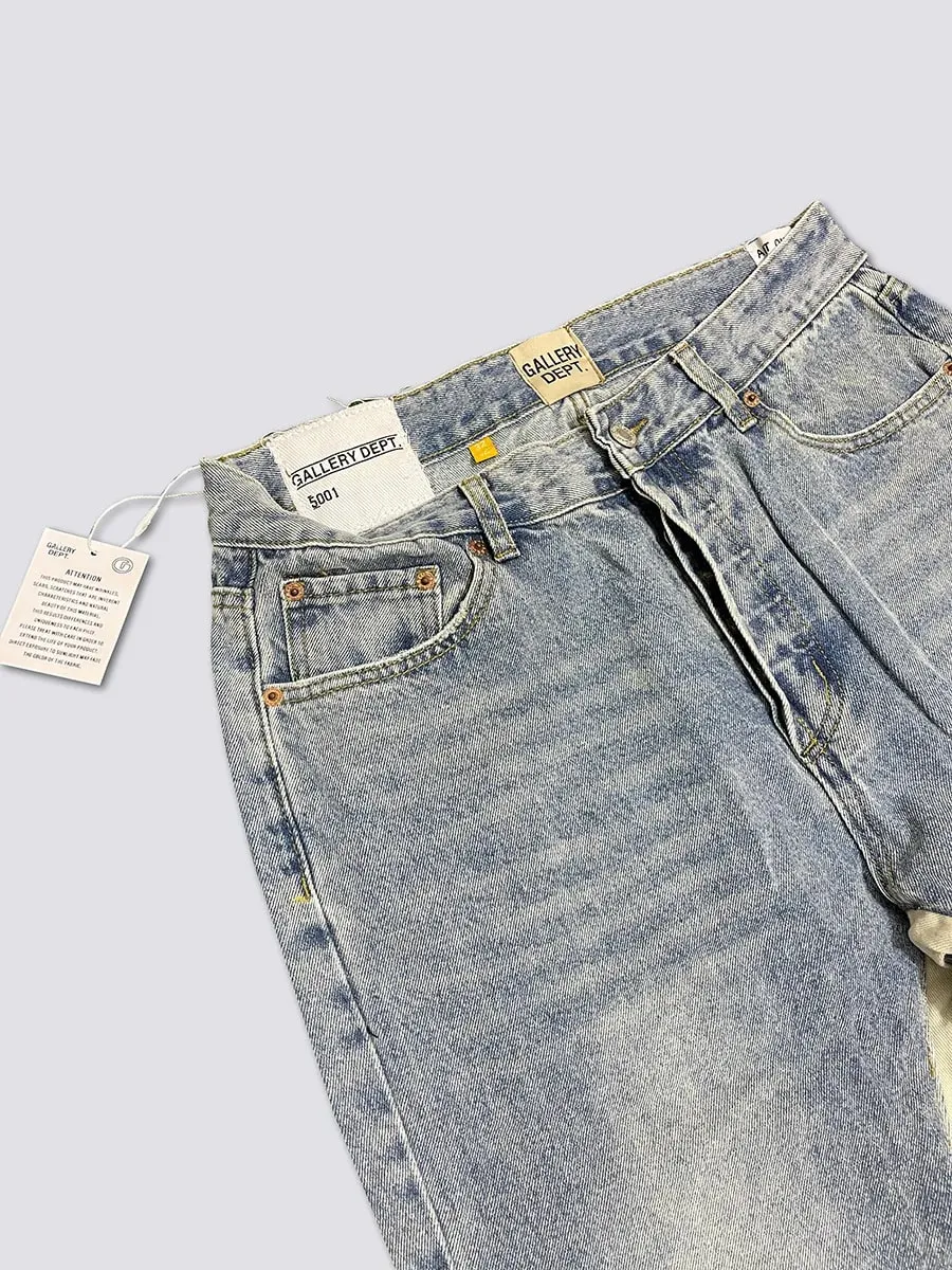 Denim Bell-bottoms Washed And Worn Patchwork Jeans