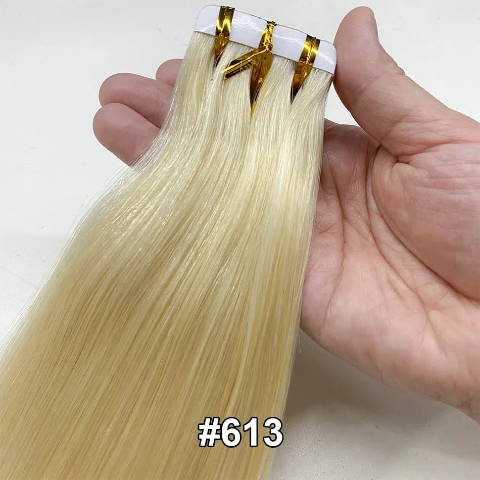 Luckinghair Wholesale 100% Virgin Double Drawn Straight Invisible Human Hair Tape in Extensions Wave Style — image 14