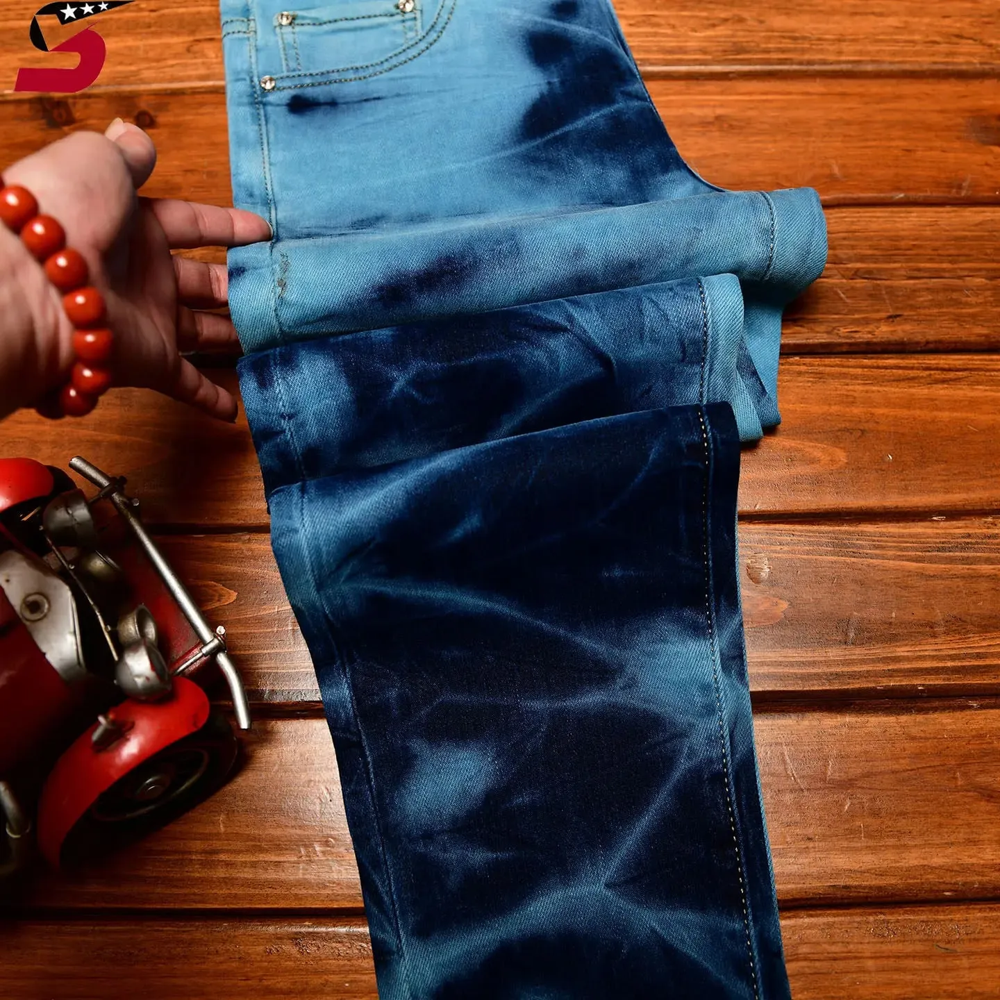 Retro blå sorte rippede jeans High Street koreansk version bukser Y2k baggy bukser stablede jeans herre cargo bukser