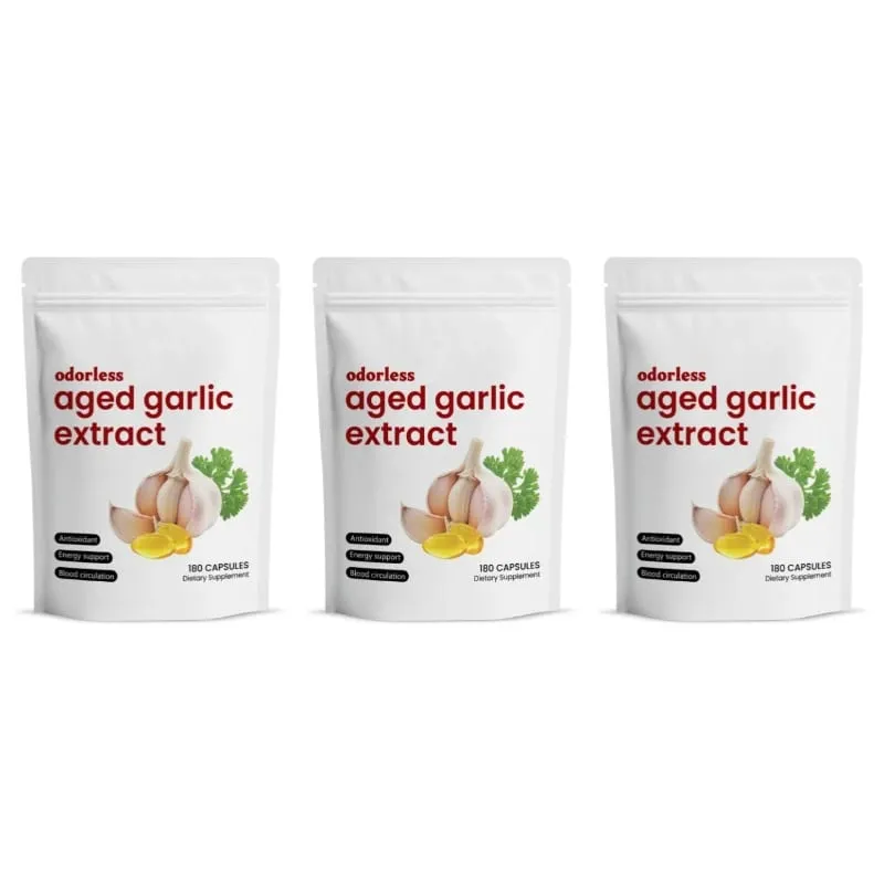 Odorless Garlic Oil Capsules 2 Years Aged Garlic Extract Softgels Supports Immune Heart Health Boosts Energy & Antioxidant Power
