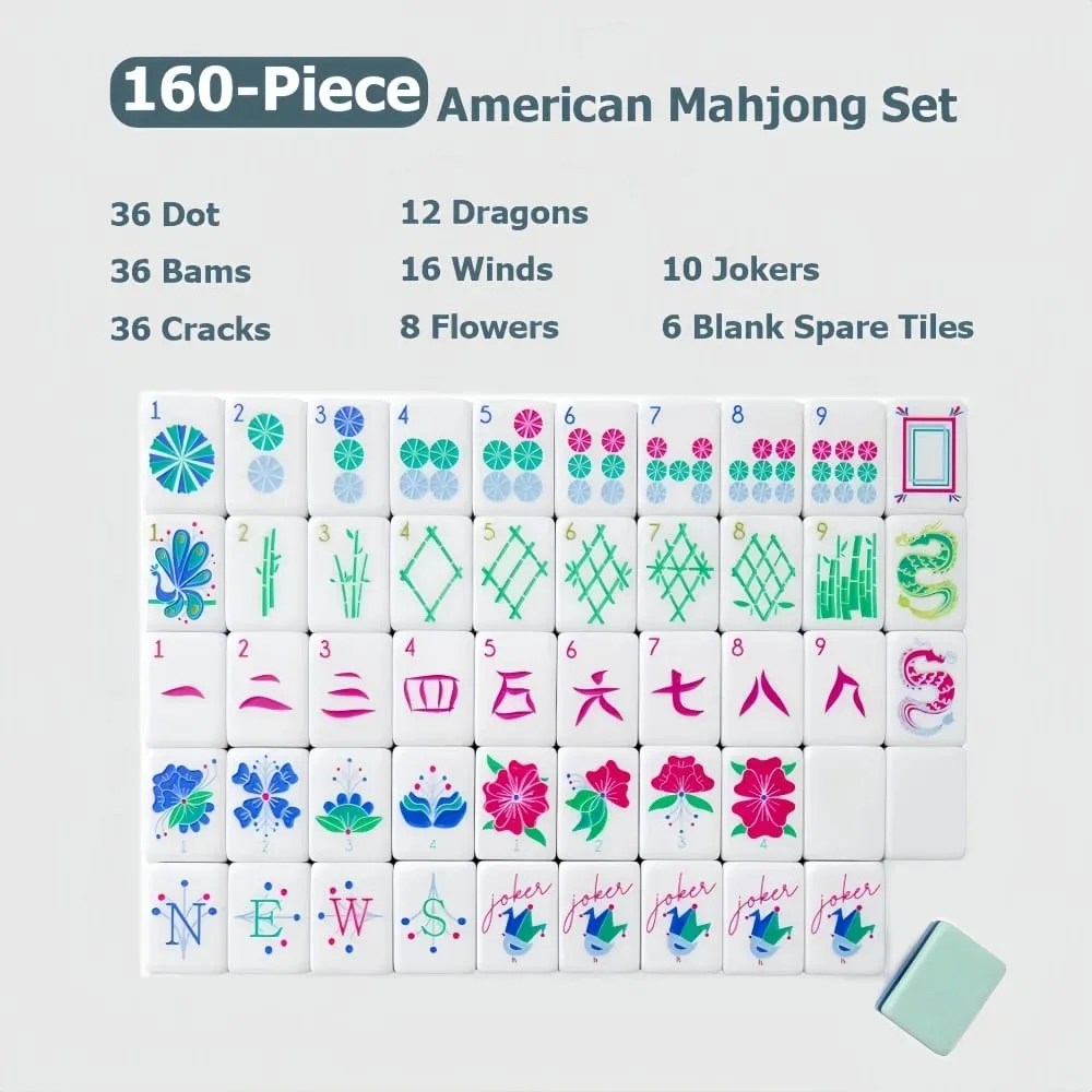 Customizable American Mahjong Sets 160 Tiles 4-Layer Acrylic Mah Jongg Surprise Gifts Mahjong Portable Travel Family Party Games — image 5