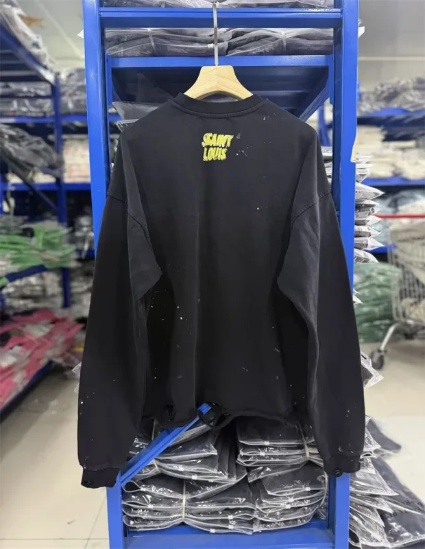 Autumn Winter New Saint Graffiti Print Vintage Washed High Street Casual Loose Cotton Versatile Hoodie Trendy Sports Top Men — image 25