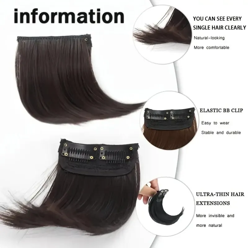 Synthetic 10cm Clip In Hair Extensions Short Straight Topper Invisible Seamless Side Cover Hairpiece Natural Volume Easy Wear — image 6