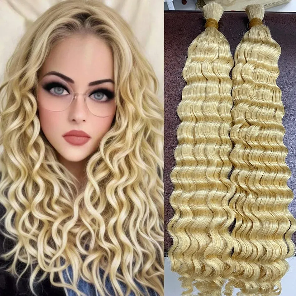 100% Human Hair Deep Wave Bulk Hair No Weft Bundles For Braiding Brazilian Virgin Hair Natural Wave Curly Hair Extensions Remy H — image 17