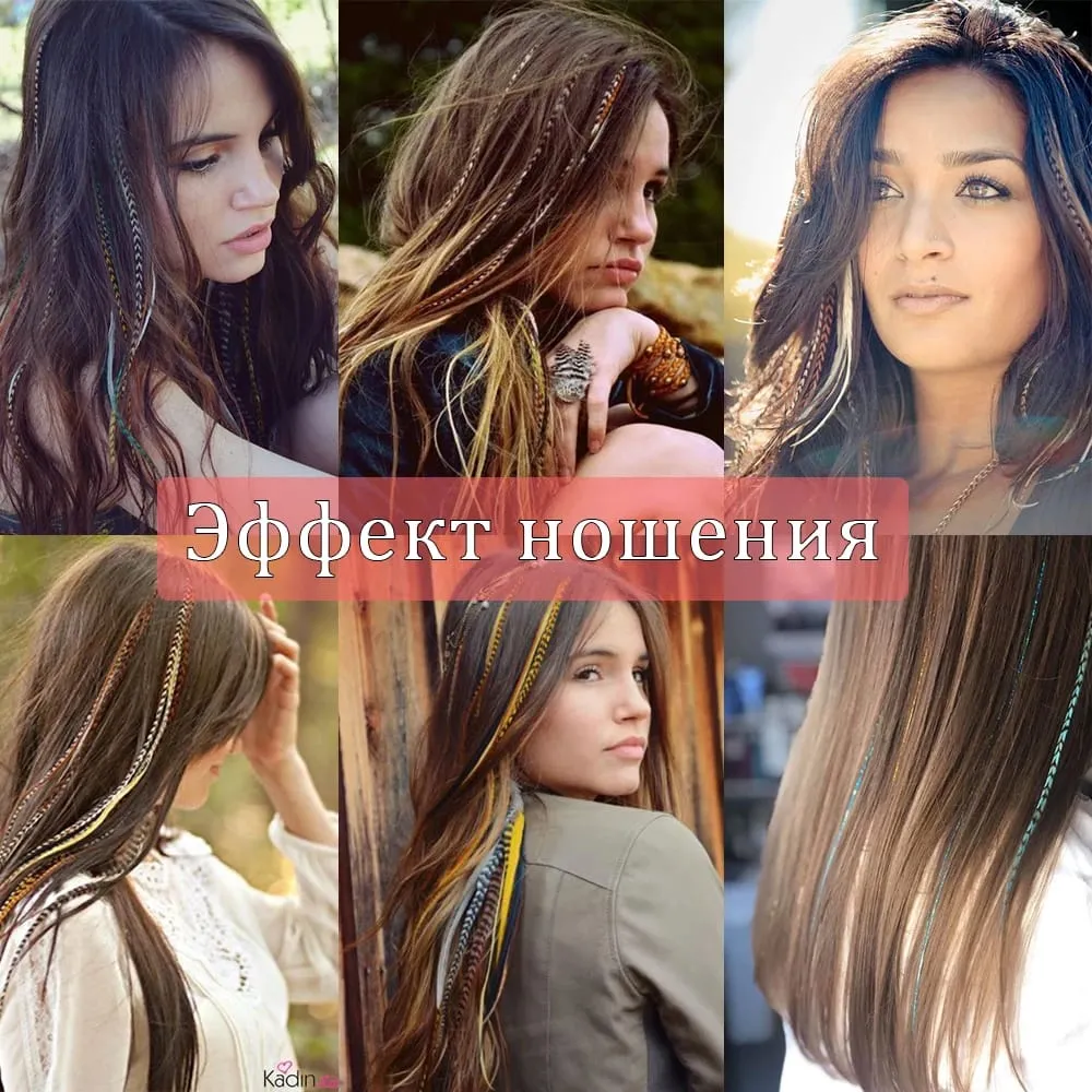 50 Strands/Pack Synthetic Colored I-Tip Stick Feather Hair Extensions Straight Hair 16 Inch For Women High Temperature Fiber — image 6