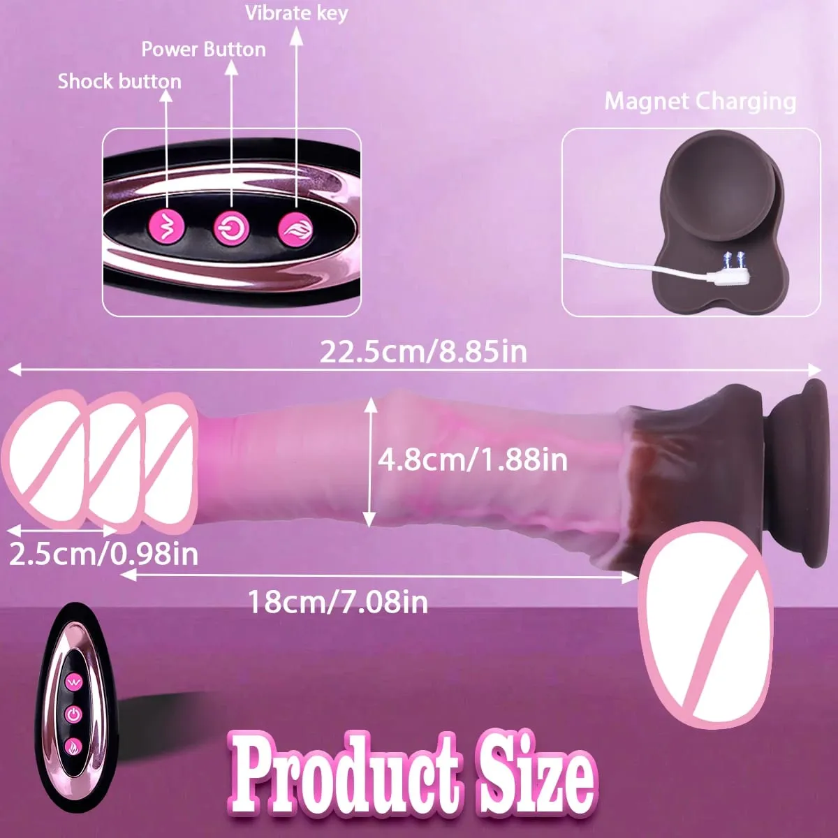 Kæmpe realistisk heste-dildo-vibration til kvinder teleskopisk fremstød dildo-kontrol opvarmning penis dyr dildoer vibrator sexlegetøj — image 3