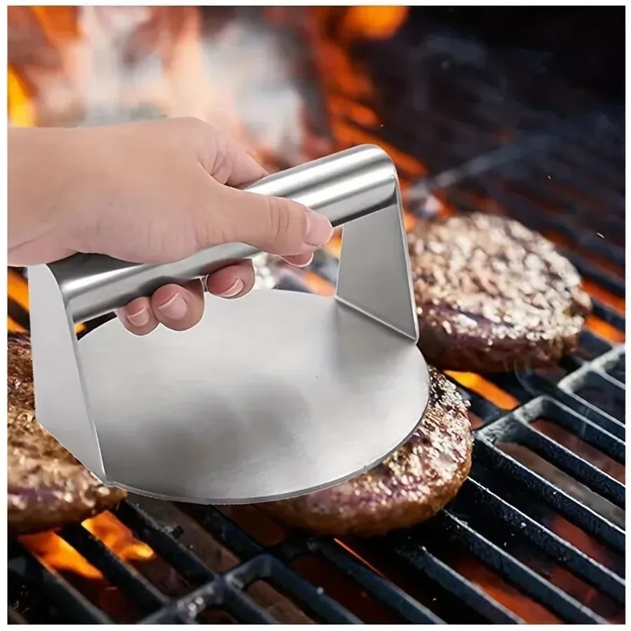 Stainless Steel Smash Burger Press Hamburger Patties Meat Masher Circular Meat Press Mold for Deli Meats Kitchen Accessories — image 5
