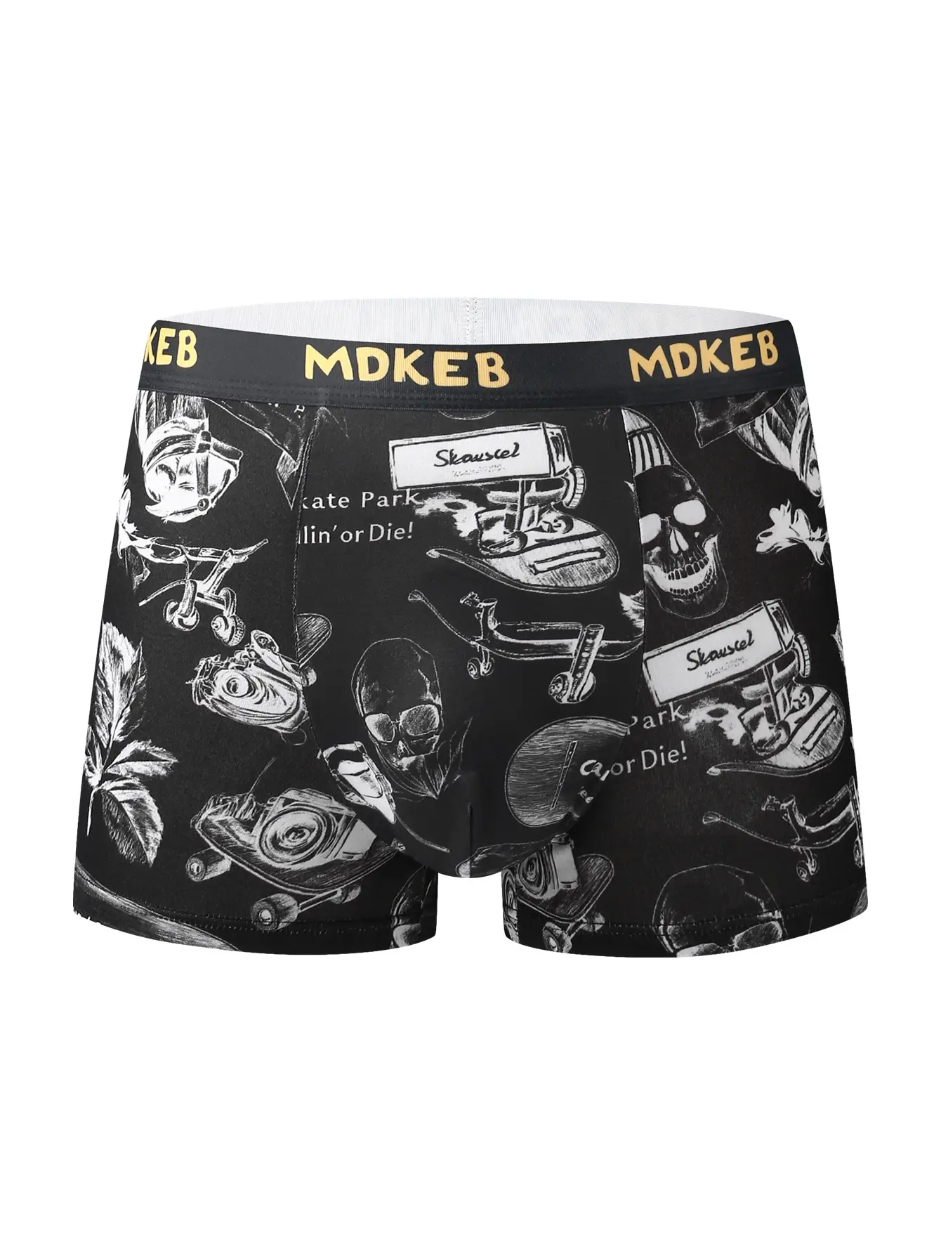 5-Pack Men's Mixed Hair Boxer Briefs with Popular Skull Print Mid-Waist Thin High Elastic Comfortable Men's Boxer Shorts