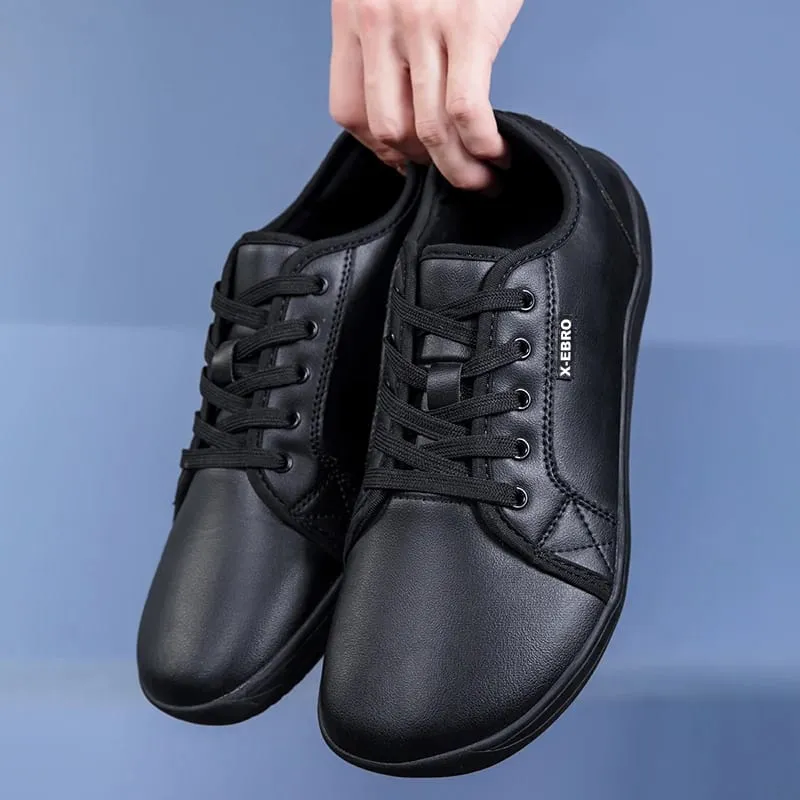 Oiaano Wide Toe Men Minimalist Shoes Comfortable Sneakers Leather Casual Shoes Black Slip On Leisure Loafers Drive Office — image 2