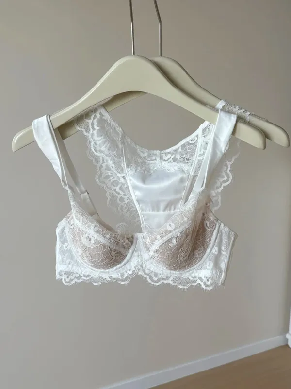 Sexy French Lace U-Back Minimizer Bra Set for Large Bust | Push Up Anti-Sagging Deep V Bralette | Summer Bestseller MOYISU Panty — image 10