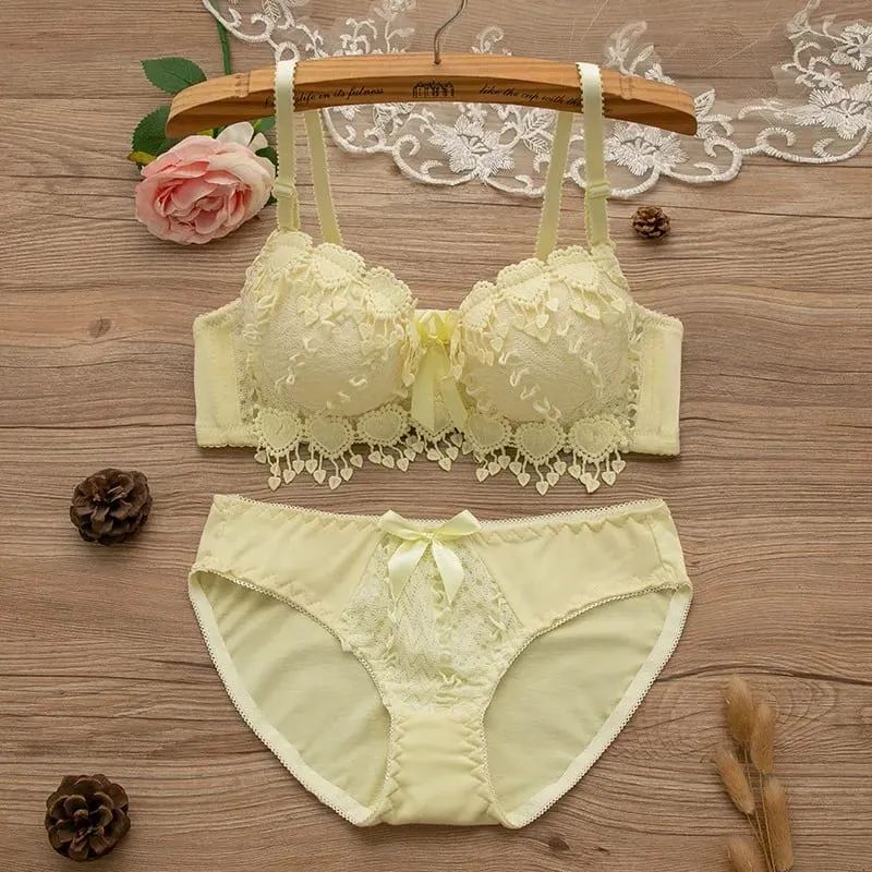 Underwire Women Lingerie Set Tassel Lace Push‑Up Bra With Removable Pads Bow Soft Multi‑Color Comfort Ladies Intimate Underwear — image 5