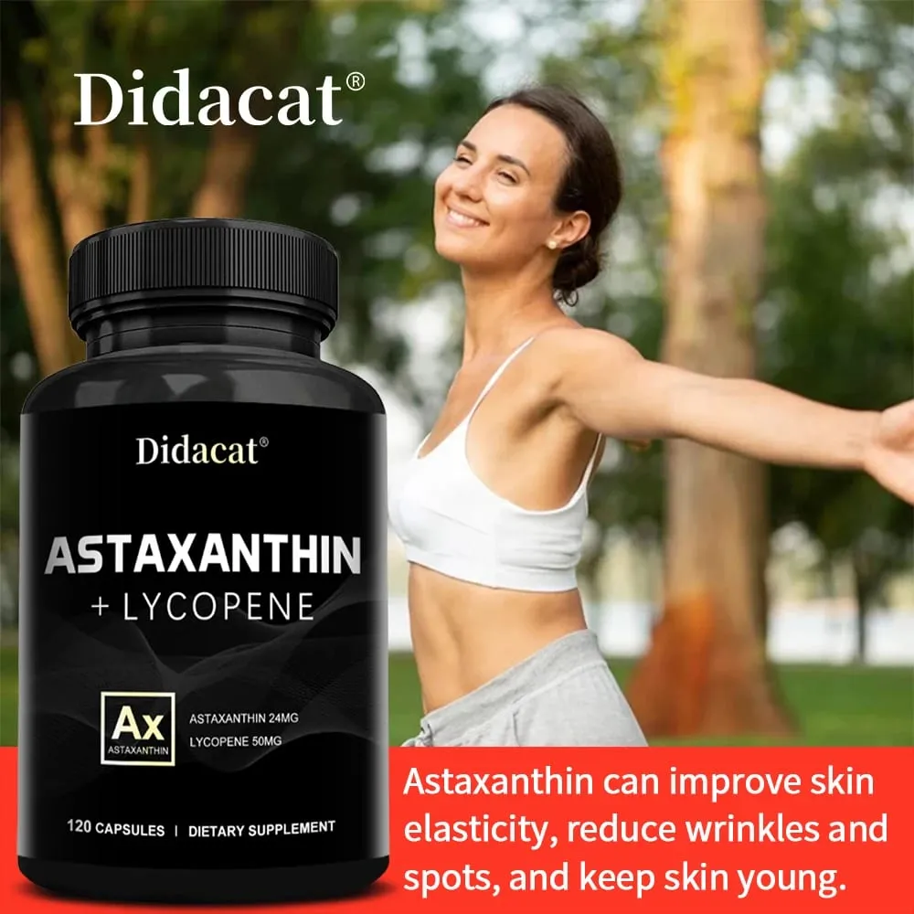 Astaxanthin 24mg + Lycopene 50mg Natural Antioxidant Mula sa Microalgae Supplement ng Astaxanthin Suporta sa Eye Skin Health Non-GMO — image 6