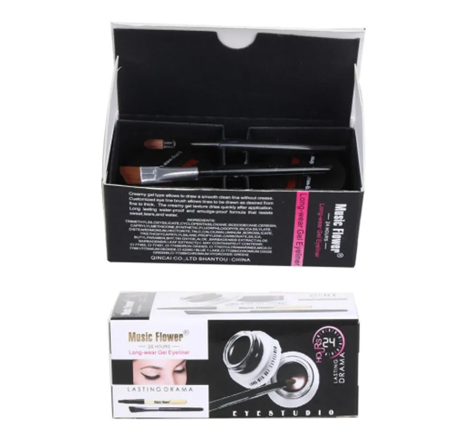Music Flower 2-in-1 Two-Color Eyeliner Gel Set Black & Coffee Waterproof 3D Long-Lasting Smudge-Proof Eye Makeup Cosmetic Kit — image 5